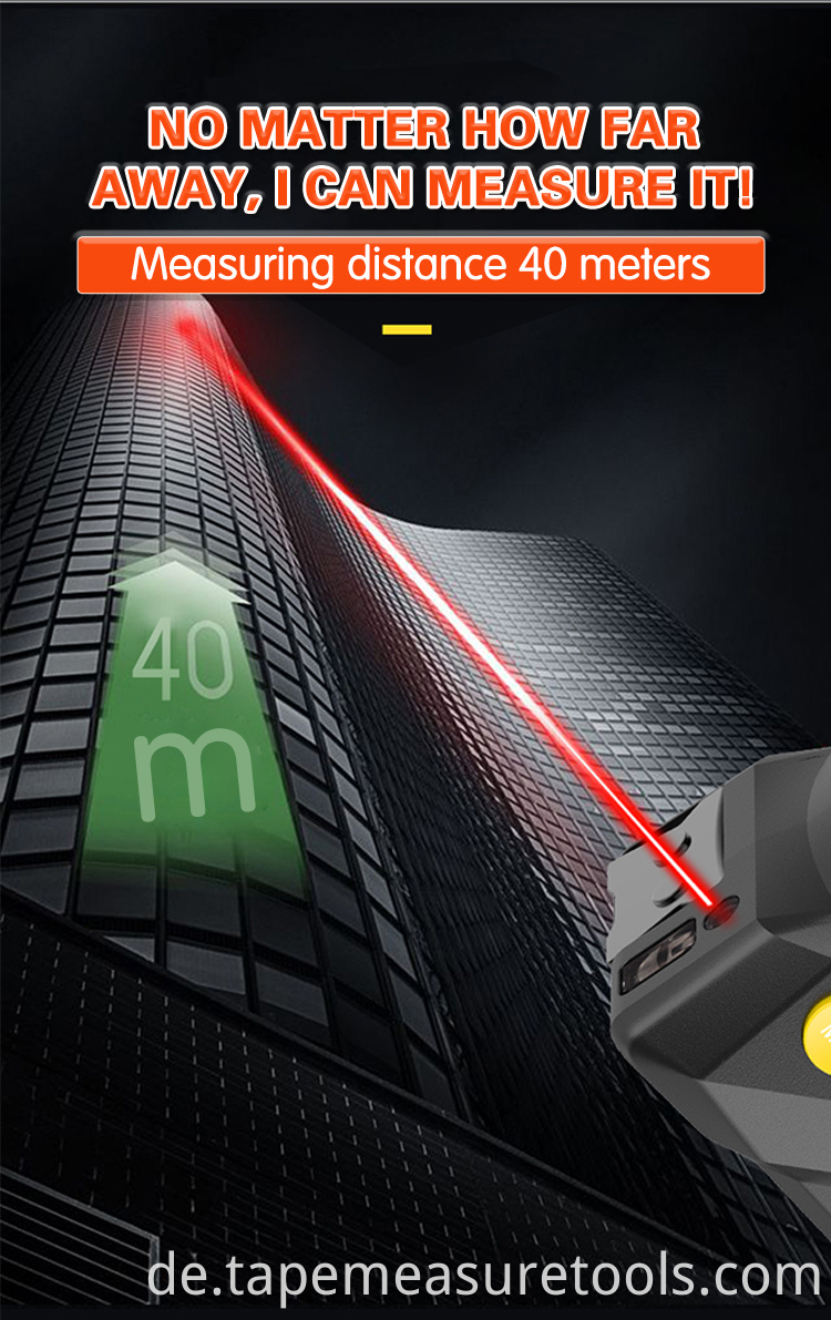 3 in 1 Multifunktions-Laser-Distanz-Maßband 40M Laser-Distanz 5m-Maßband mit LCD-Display